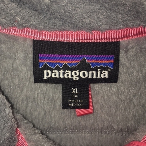 Patagonia Re-Tool Fleece Pullover Jacket Snap Buttons Girl's Size XL (14) Grey - Picture 7 of 11